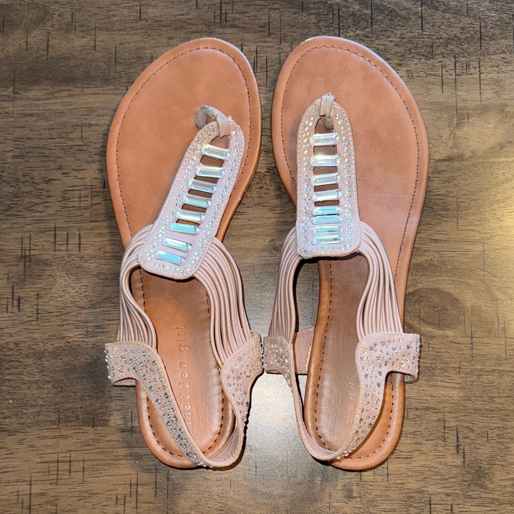 Madden Girl Beige Beaded Sandals